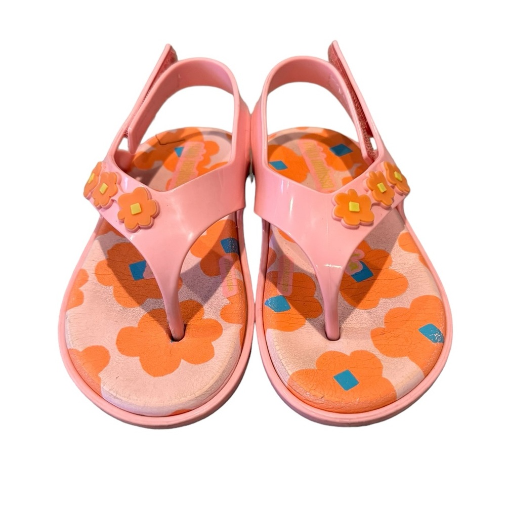 MINI MELISSA GIRLS PINK FLOWERS JELLY SANDALS Size 9